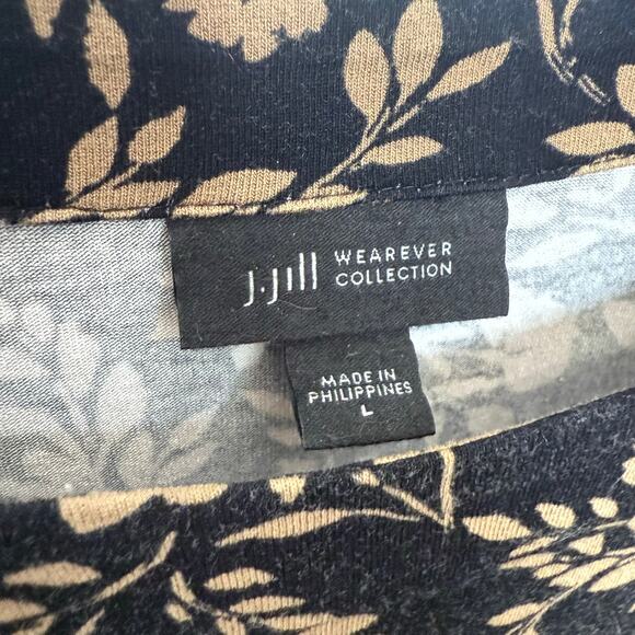 J. JILL WEAREVER COLLECTION Women's Size L Printed Floral Tunic Top Black Brown - Picture 7 of 14